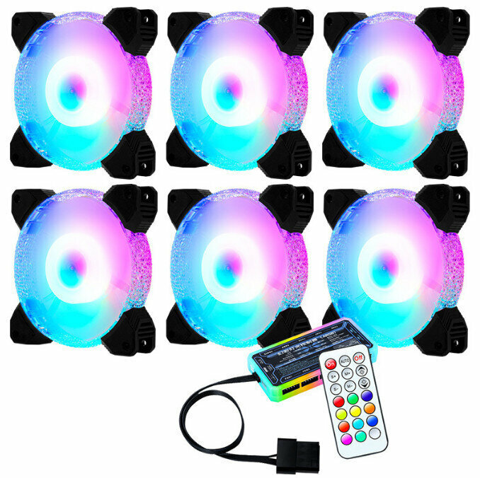 Computer Chassis Radiator Silent Chassis Fan (6 Diamonds (RGB6pin + One Set of Luminous Controller))