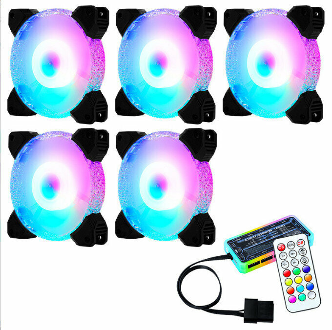 Computer Chassis Radiator Silent Chassis Fan (5 Diamonds (RGB6pin + One Set of Luminous Controller))
