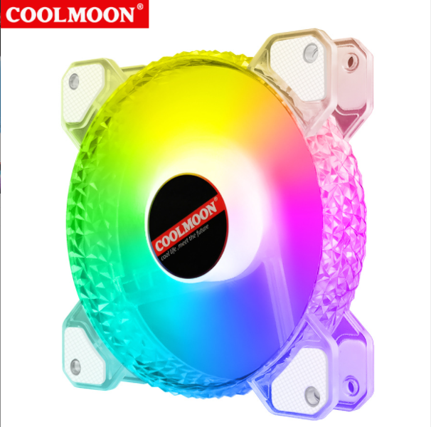Cool Moon RGB Fan 12cm Silent Diamond Aperture Computer Phantom ARGB Motherboard Sync Case Fan (Diamond RGB Fan [Controller Required])