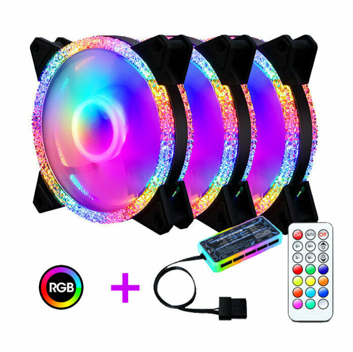 Computer Case Cooler ARGB Optical Case Fan Radiator (3 Fans + Controller)