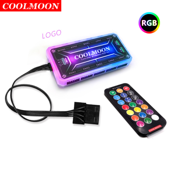 Cool Moon RGB Fan 12cm Silent Diamond Aperture Computer Phantom ARGB Motherboard Sync Case Fan (Standard Controller)