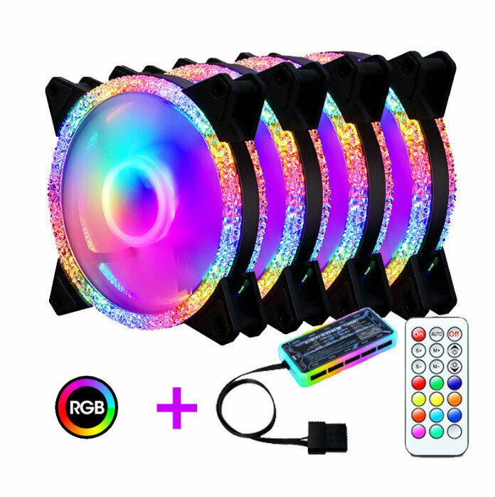 Computer Case Radiator ARGB Optical Case Fan Radiator (4 Fans + Controller)