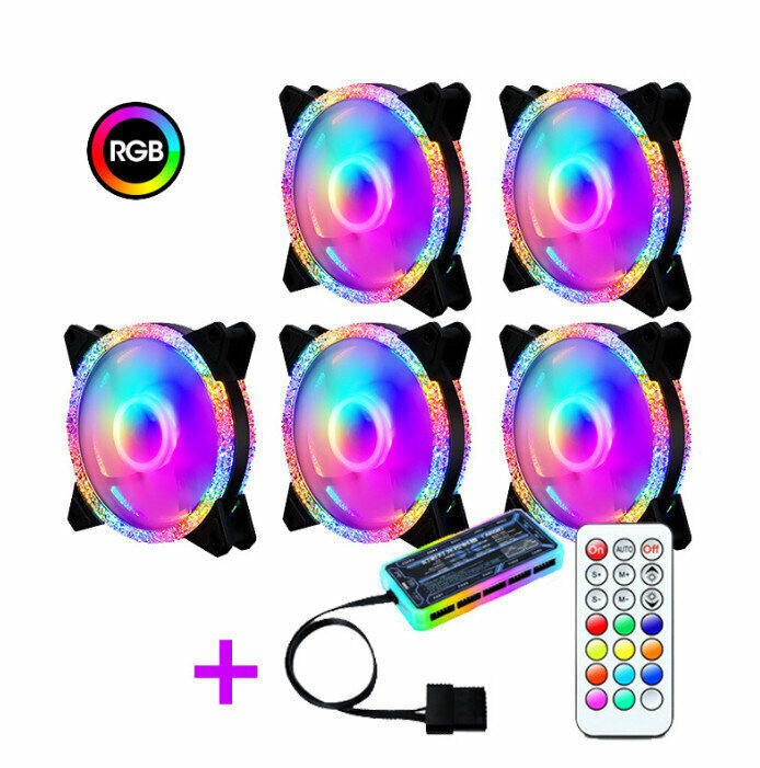 Computer Case Cooler ARGB Optical Case Fan Radiator (5 Fans + Controller)