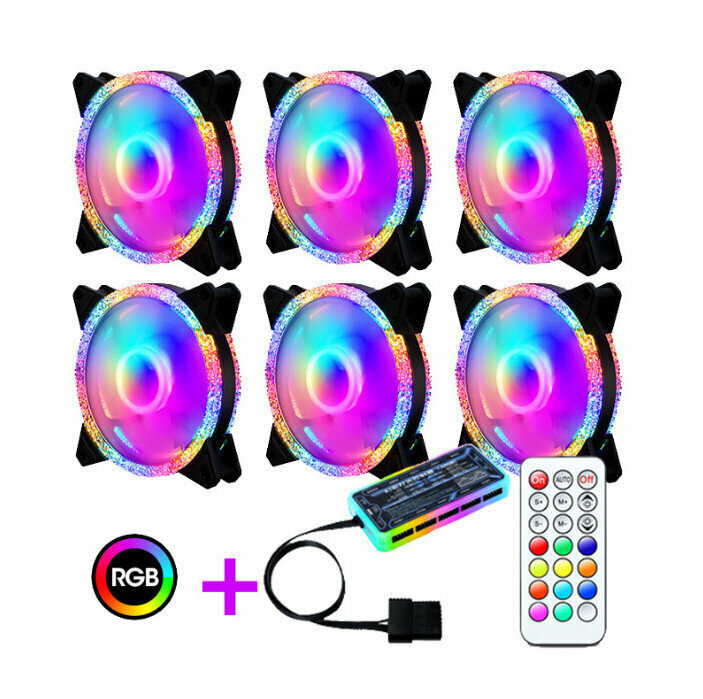 Computer Case Cooler ARGB Optical Case Fan Radiator (6 Fans + Controller)
