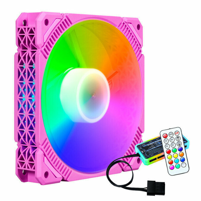 Computer Chassis CPU Radiator Phantom Color, Large Air Volume Silent Chassis Fan (Powder Frame 6pin Phantom Mode (Remote Control Control)