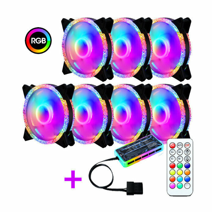 Computer Case Cooler ARGB Optical Case Fan Radiator (7 Fans + Controller)