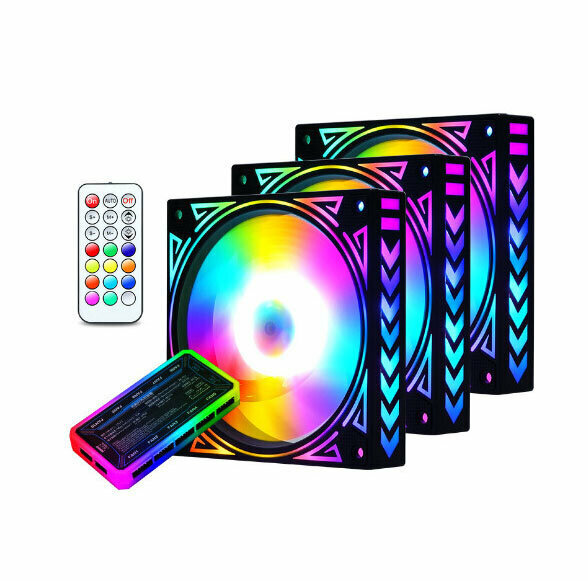 Desktop Case, Illuminated Fan, LED Fan, Case, Radiator (3 arrows (1 set of standard controller)), small 4pinPWM + motherboard 3-pin)