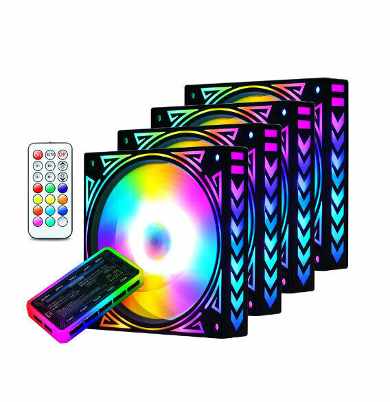Desktop Case, Illuminated Fan, LED Fan, Case, Radiator (4 arrows (one set of standard controllers)), small 4pinPWM + motherboard 3 pins)