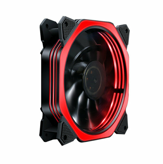 Desktop Case Illuminated Fan 12V Power Supply Fan Radiator (Rubik's Cube Aurora Red Light)