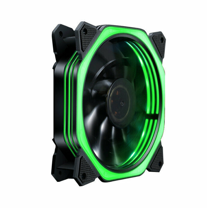 Desktop Case Illuminated Fan 12V Power Supply Fan Radiator (Rubik's Cube Aurora Green Light)