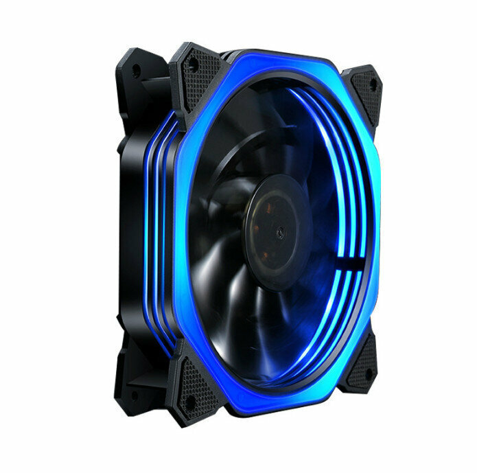 Desktop Chassis Luminous Fan 12V Power Fan Radiator (Rubik's Cube Aurora Blue Light)