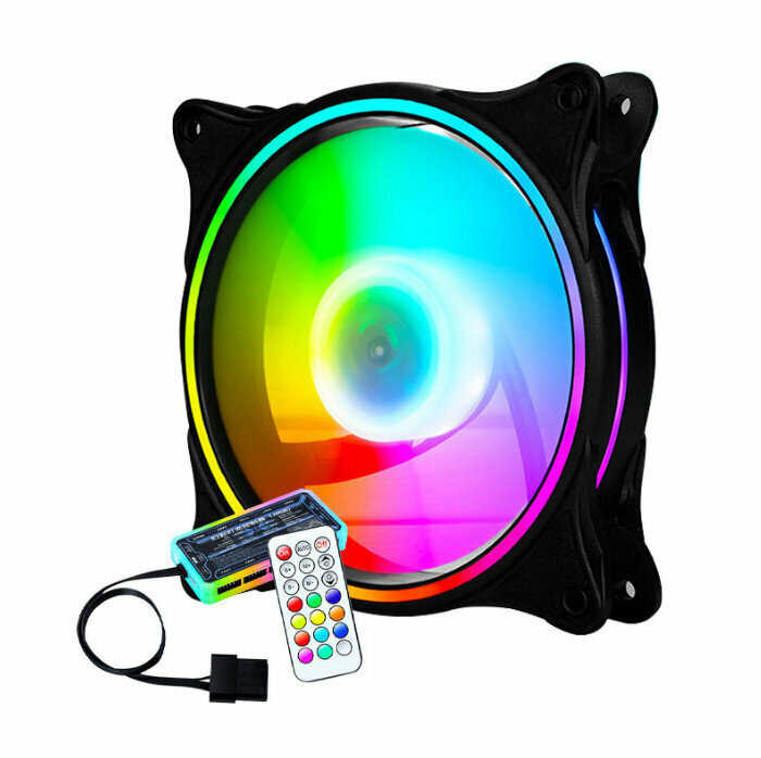 Computer Case Cooler ARGB Optical Case Fan (1 x 3-loop RGB External Fan + 1 Standard Controller)