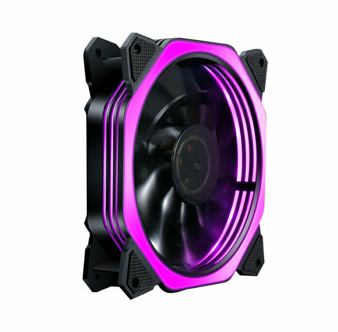 Desktop Case Illuminated Fan 12V Power Supply Fan Radiator (Rubik's Cube Aurora Pink and Purple Light)