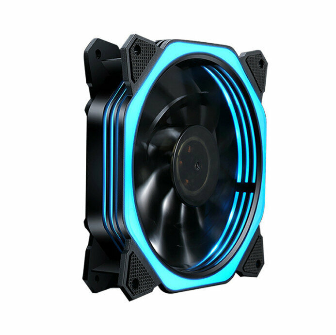 Desktop Case Illuminated Fan 12V Power Supply Fan Radiator (Rubik's Cube Aurora Ice Blue Light)