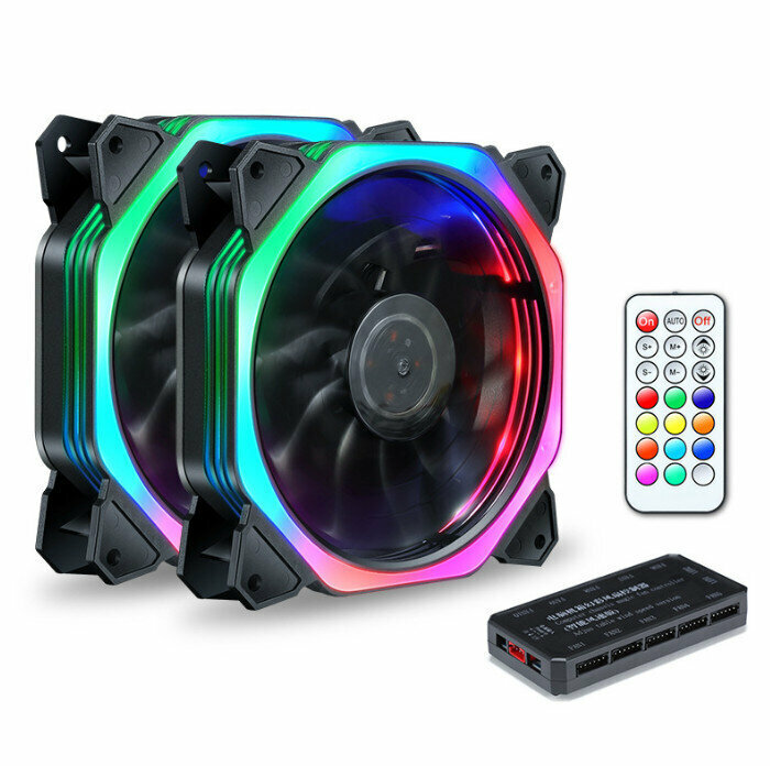 Desktop Case Illuminated Fan 12V Power Fan Cooler (Rubik's Cube RGB/Dual Fan Matching)