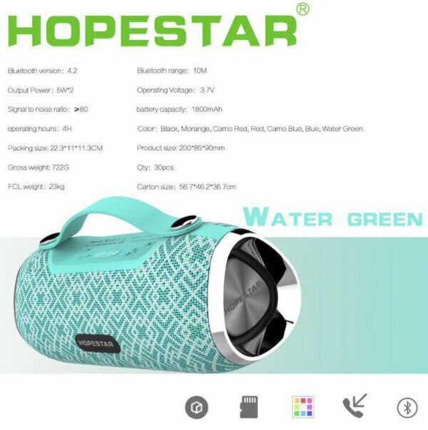 Bluetooth portable subwoofer speaker (green)