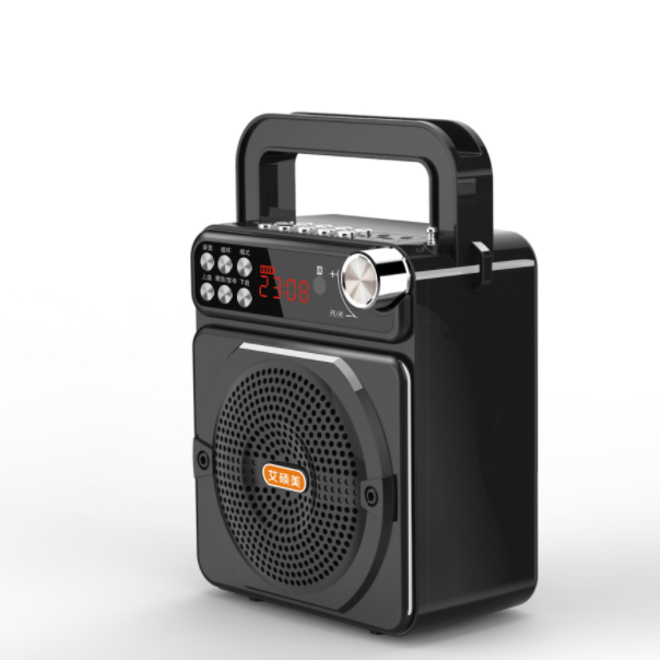 Bluetooth portable wireless audio (black-dual electric + remote control + strap + external wireless microphone)