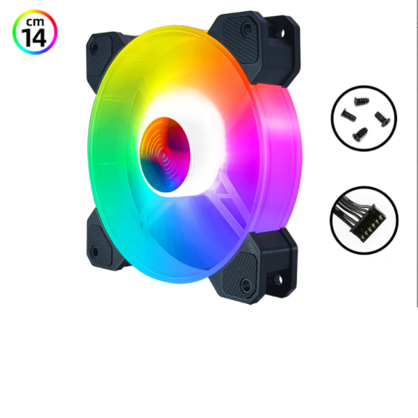 Cool Moon Yuhuan 14cm Case Fan Silent Glowing 14025 Computer Cooling Fan Desktop ARGB Fan (14CM Yuhuan RGB Fan)