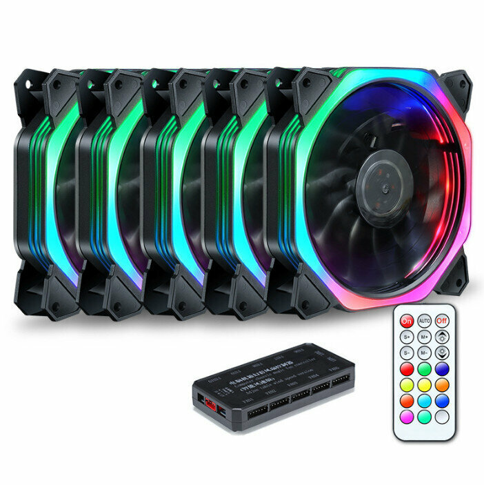 Desktop Case Illuminated Fan 12V Power Fan Cooler (Rubik's Cube RGB/5 Fan Matching)