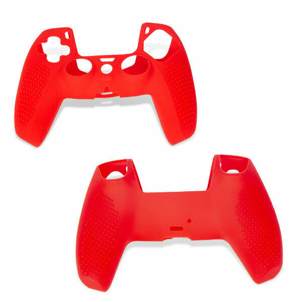 Compatible with PS5 Handle Silicone Case with Non-Slip Particle Handle Protector (Red)
