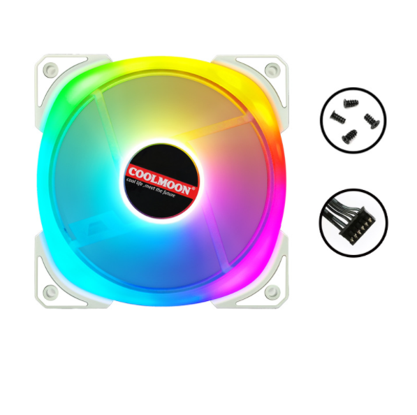 Cool Moon Double Pride II Case Fan 12cm Silent Inside and Outside Glowing 5VARGB Synchronous Desktop Computer RGB Fan (Double Pride II RGB Fan)