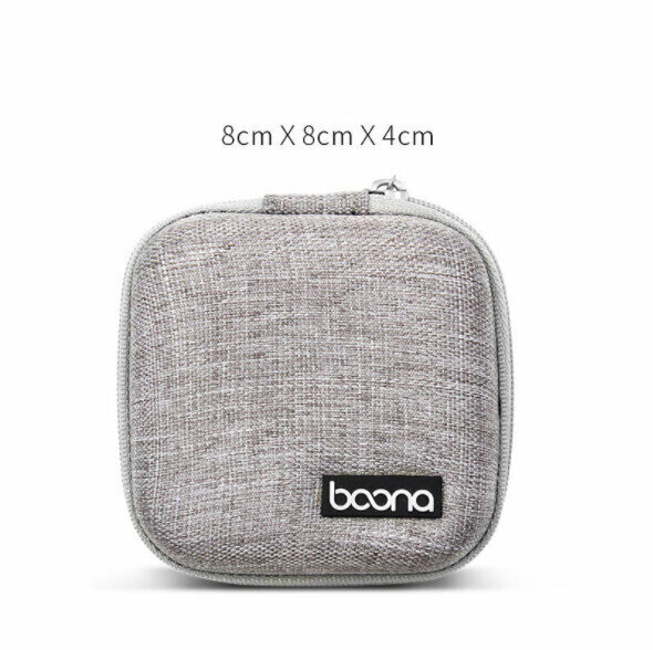 Bluetooth Headset Storage BagMobile Phone Data CableCharger Storage CaseUSBeva Headset Protective Bag (Square Gray)