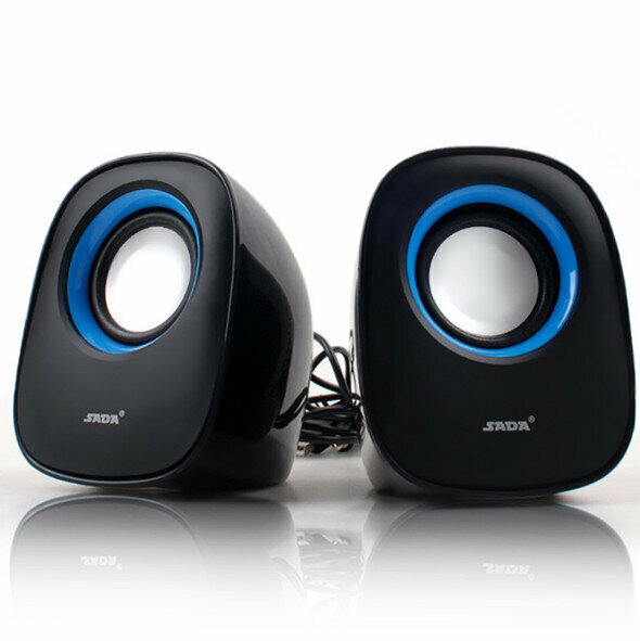 Laptop Audio Desktop Small Speaker Mini Portable USB2.0 Subwoofer (V-106 Upgraded Black Blue)