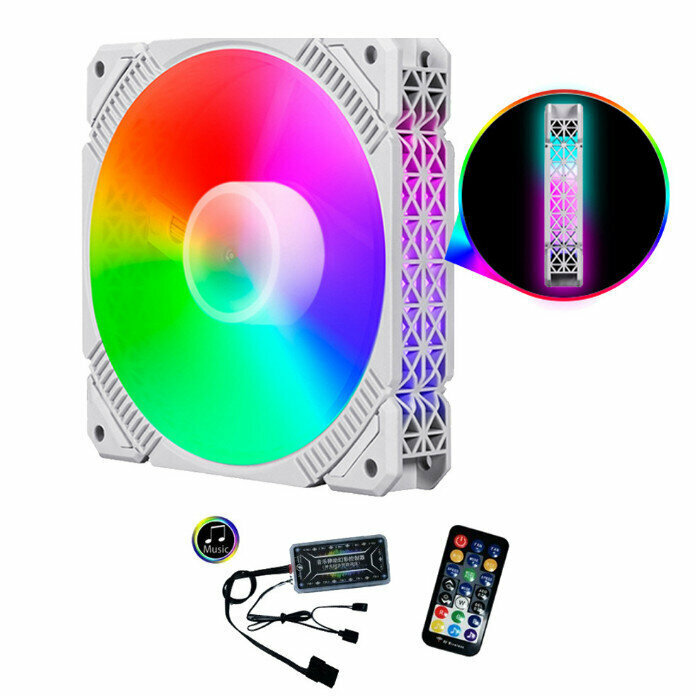 Desktop Chassis DC Cooling Fan Colorful Fan Cooler (Argb White Frame (5V Shenguang Motherboard Sync))
