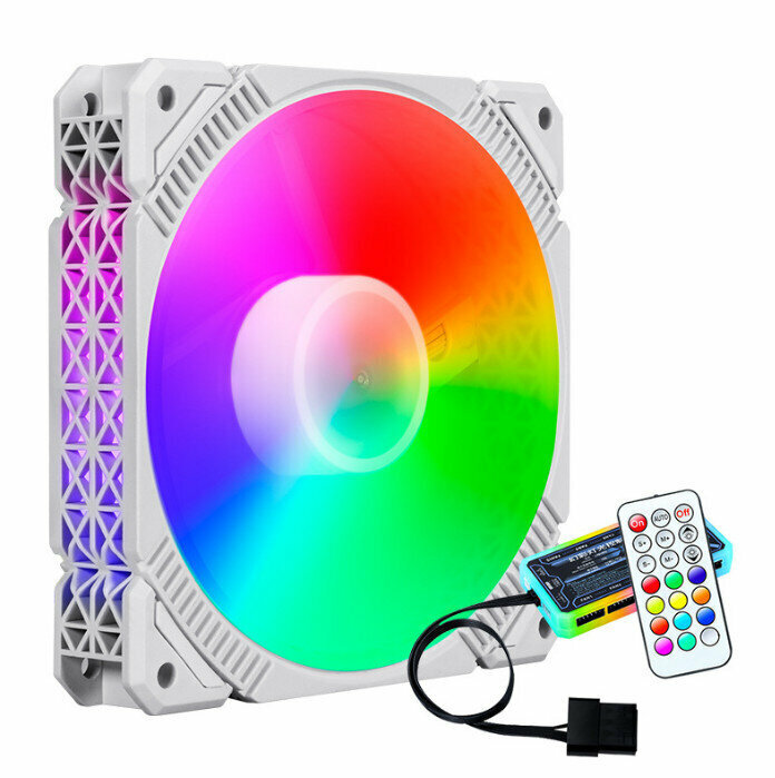 Desktop Chassis DC Cooling Fan Radiator (White Frame 6pin Cooling Mode (Remote Control Control))
