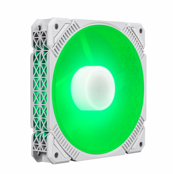 Computer Chassis Radiator ARGB Optical Chassis Fan Radiator (White Frame Green (Small 3pin + Large 4pin))