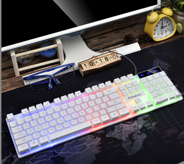 Wired K4 Single Keyboard - White Rainbow Light