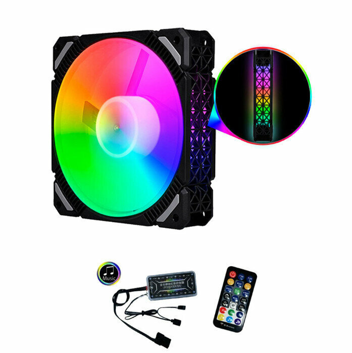 Desktop Chassis DC Cooling Fan Phantom Fan Cooler (Argb Black Frame (5V Shenguang Motherboard Sync))