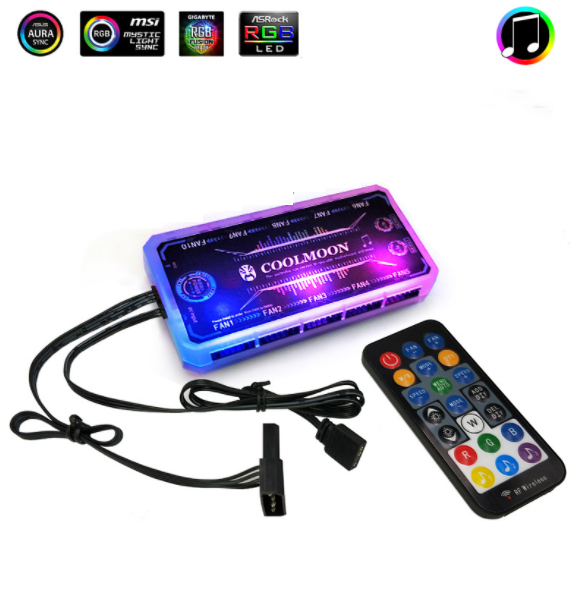 Cool Moon Jade RGB Fan 12cm Case Fan Silent Illumination Desktop Silent Cooling Fan (Music Controller)