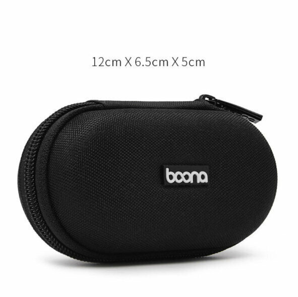 Bluetooth Headset Storage Bag, Mobile Phone Data Cable, Charger Storage Case, USBeva Headset Protective Bag (Upgraded Oval Black)