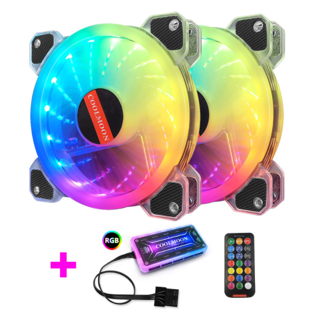 Cool Moon Jade RGB Fan 12cm Case Fan Silent Illumination Desktop Silent Cooling Fan (2 Jade RGB Fans + 1 Standard Controller)
