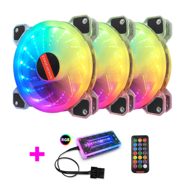 Cool Moon Jade RGB Fan 12cm Case Fan Silent Illumination Desktop Silent Cooling Fan (3 Jade RGB Fans + 1 Standard Controller)
