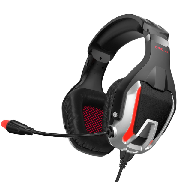 ONIKUMA K12 Over-Ear Gaming Headset PC PS4 Compatible Gaming Headset (Black & Red)