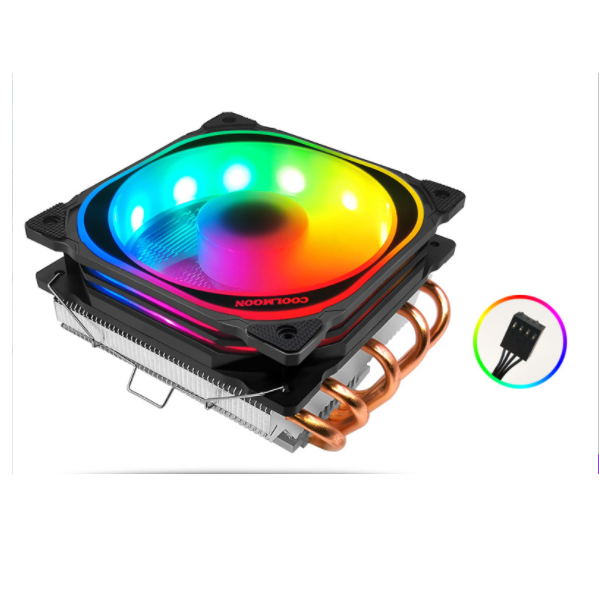 T5 CPU Cooler Silent Temperature Control Desktop PC i5i7 AMD Phantom 5 Copper Tube CPU Fan (Xuanyue T500 [Temperature Control Auto Color Change])
