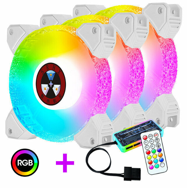 Computer Case Cooler ARGB Optical Case Fan Radiator (3 Fan Diamonds + 1 Controller)
