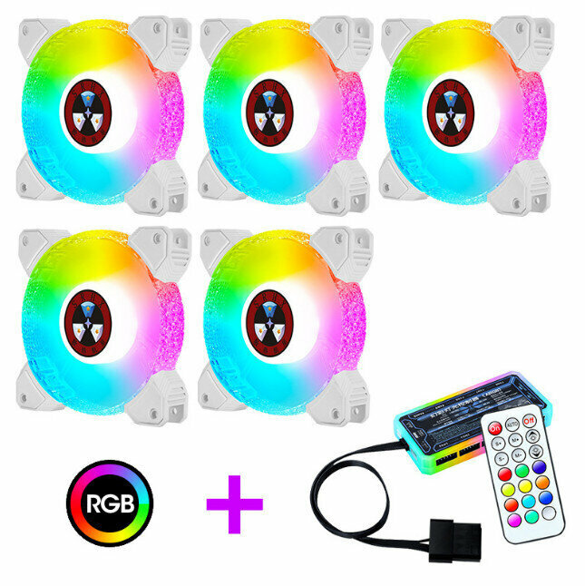 Computer Case Radiator ARGB Optical Case Fan Radiator (5 Fan Diamonds + 1 Controller)