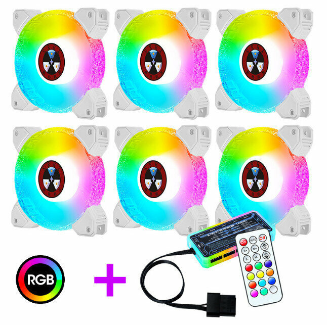 Computer Case Radiator ARGB Optical Case Fan Radiator (6 Fan Diamonds + 1 Controller)