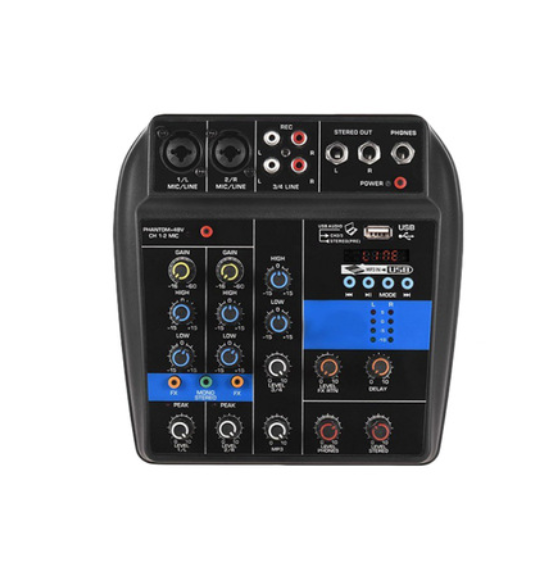 Small 4CH Mixer Bluetooth MP3 USB Reverb Effect Home KTV Live Karaoke Stage Performance (MX-04)