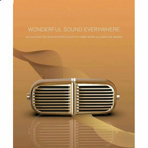 Portable wood grain bluetooth subwoofer (gold)