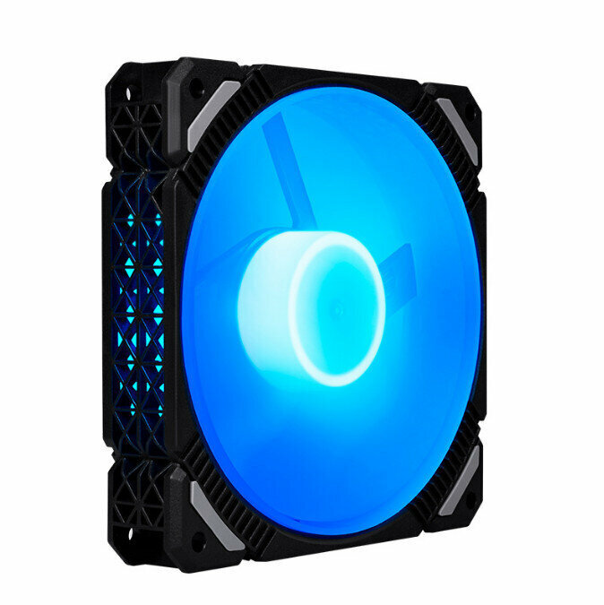 Computer Case RGB Color Changing Radiator Large Airflow Silent Cooling Fan (Black Frame Blue (Small 3pin + Large 4pin))