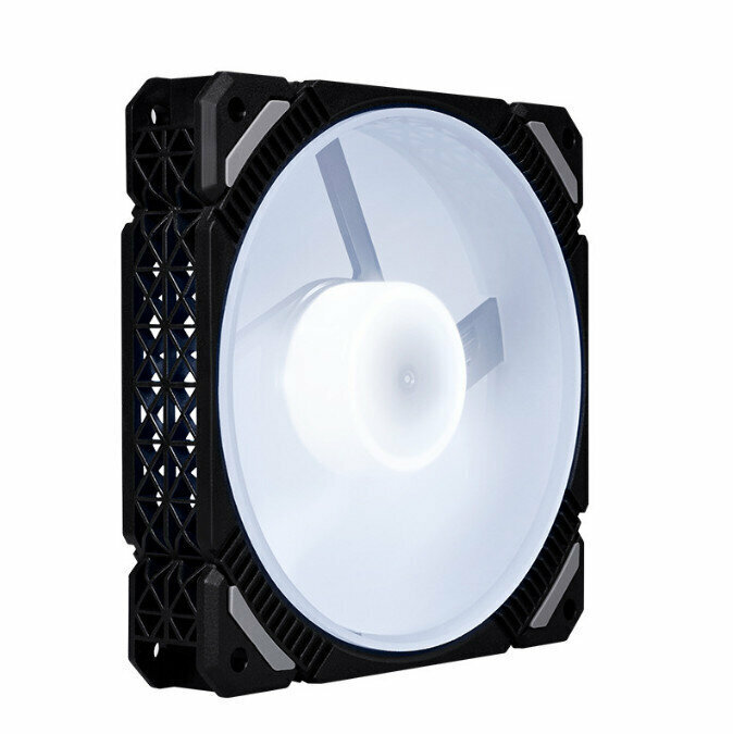 Computer Case RGB Color Changing Radiator Large Airflow Silent Cooling Fan (Black Frame White (Small 3pin + Large 4pin))