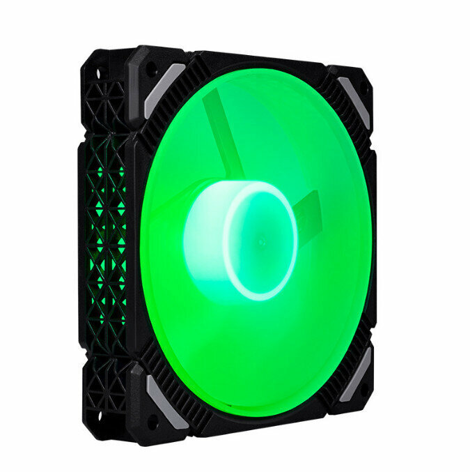 Computer case RGB color-changing radiator Large airflow silent cooling fan (black frame green (small 3pin + large 4pin)