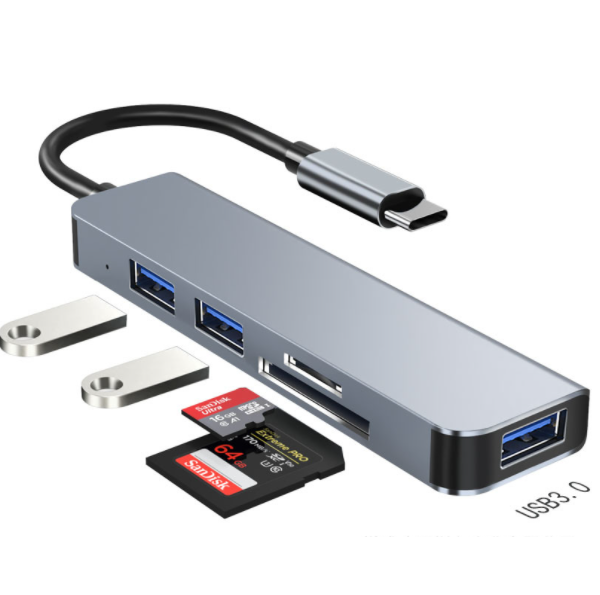 TypeC to USB Docking Station HUB3.0 Card Reader USB Splitter (5in1 Type-C to USB3.0+2.0*2+SD+TF)