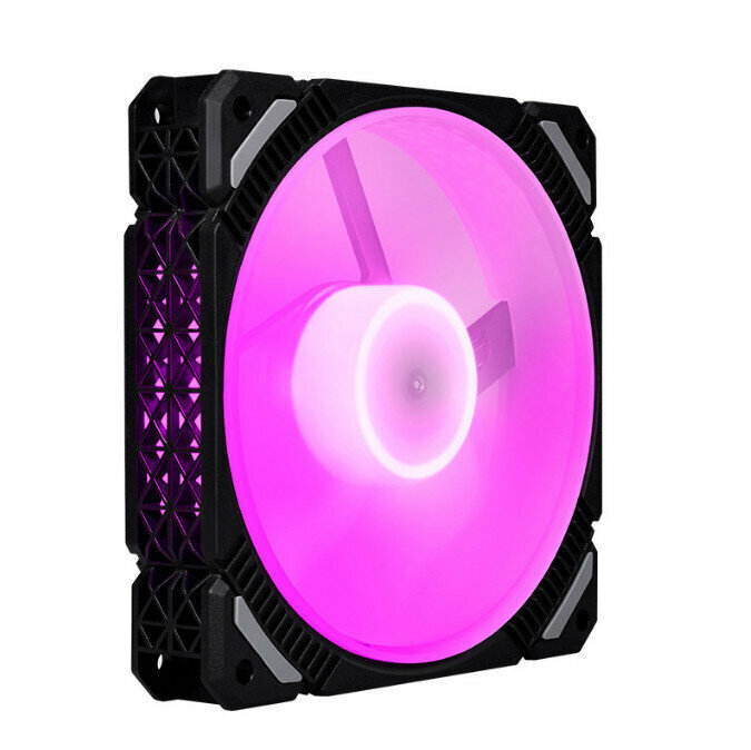 Computer case RGB color-changing radiator Large airflow silent cooling fan (black frame pink (small 3pin + large 4pin)