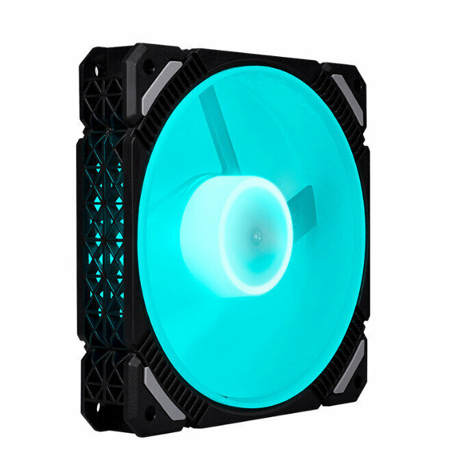 Computer Case RGB Color Changing Radiator Large Air Volume Silent Cooling Fan (Black Frame Ice Blue (Small 3pin + Large 4pin)