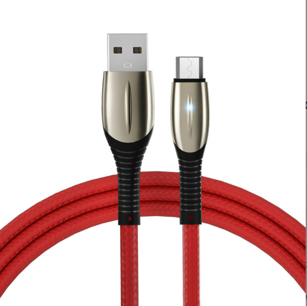 Zinc alloy braided 3A data cable with light [TYPE-C interface-1 meter (red)]